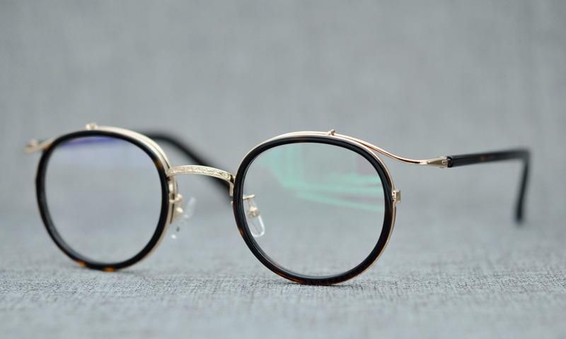 Optical Glasses Custom Logo Gold Plating Eyewear Mens Titanium Men New Fashion Brand Designer Vintage Round Japan Stainless Eyeglasses