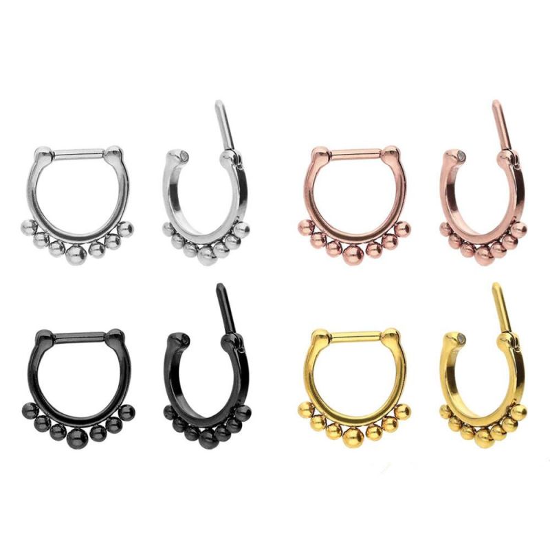 316L Surgical Steel Clicker Nose Ring Body Piercing Jewelry with 7 Balls