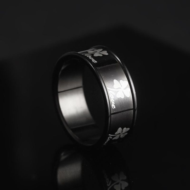 Hot Micro Shop Men′ S Ring Turkish Fashion Stainless Steel Men′ S Freemasonry Ring Minimalist Black Gold Ring