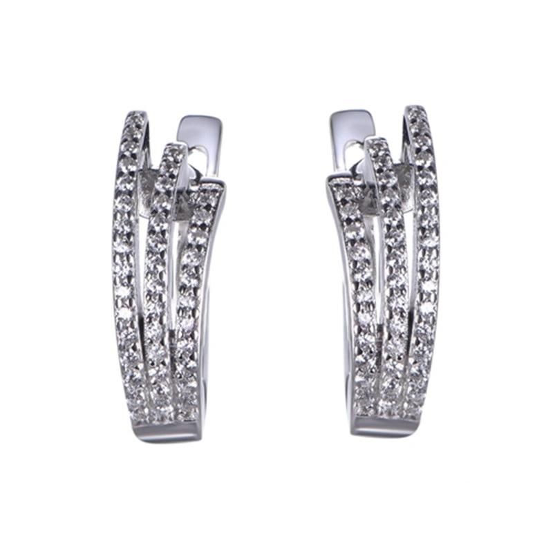 925 Silver and Brass CZ Fashion X Shaped Earring