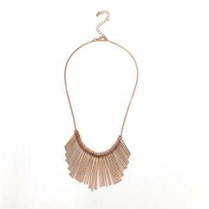 Metal Needle Shapped Bar with Texture Statement Necklace