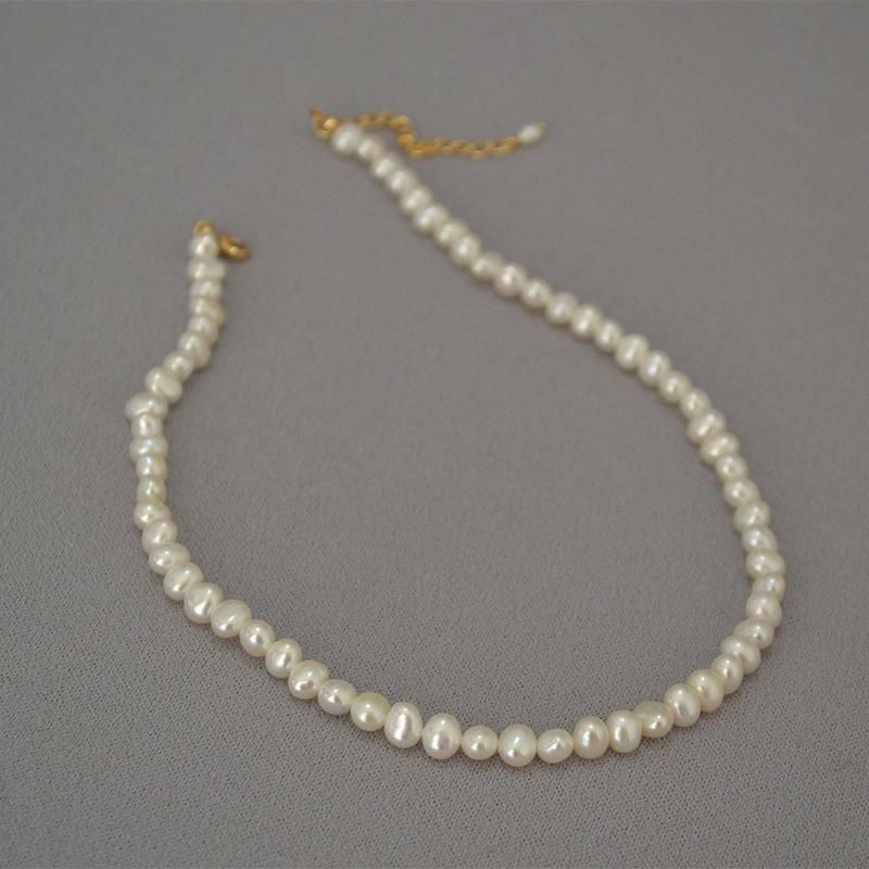 French Elegance Freshwater Irregular Baroque Pearl Short Ot Lock Necklace Choker