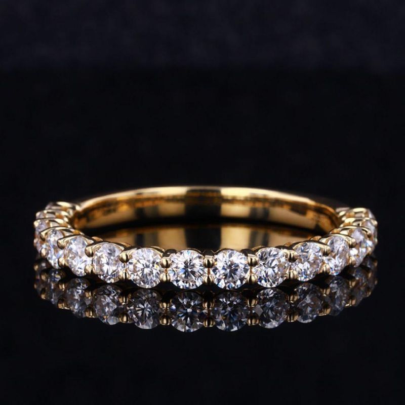 Half Eternity Wedding Rings Moissanite Yellow Gold Jewelry Band Ring Gold Plated Women′ S Ball Classic Micro Insert