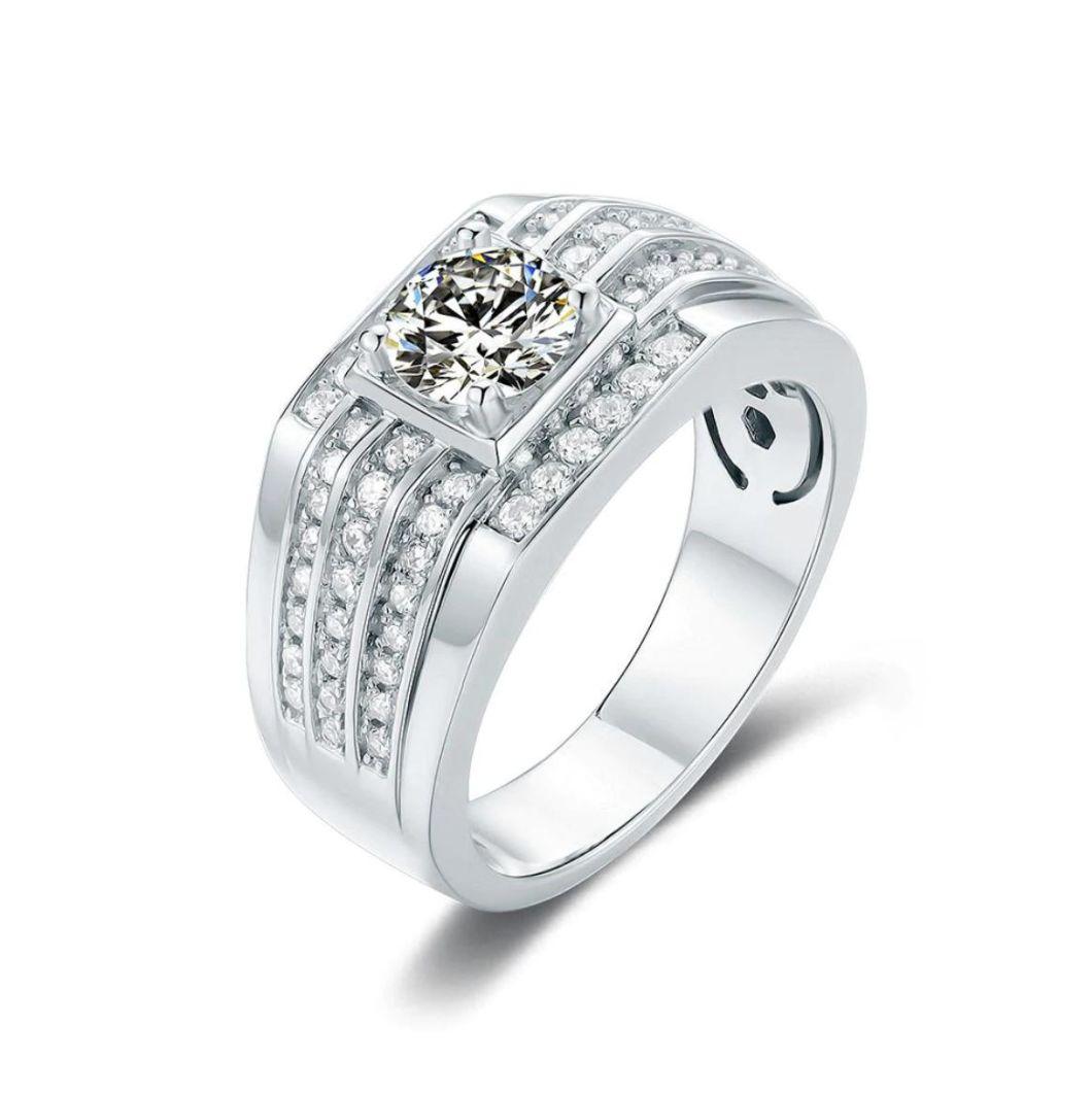 Moissanite Ring Fine Silver Jewelry Engagement Wedding Moissanite 925 Silver Rings Men