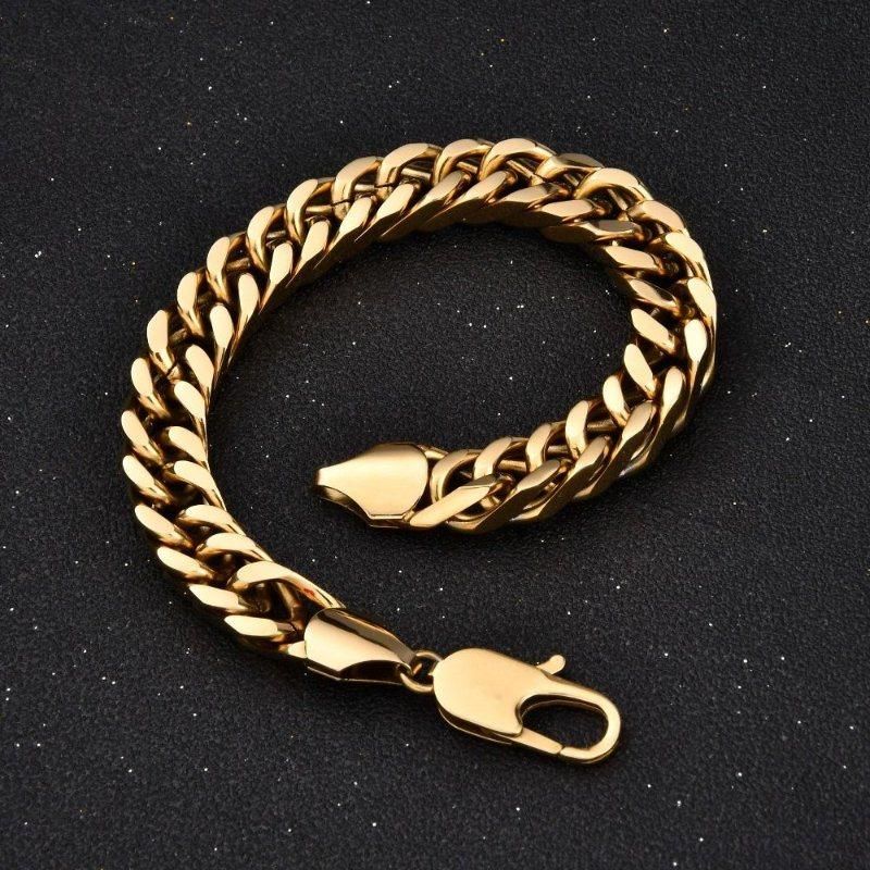 Mens Yellow Gold Miami Cuban Link Curb Chain Bracelet 10mm 8.6inch Fashion Jewelry