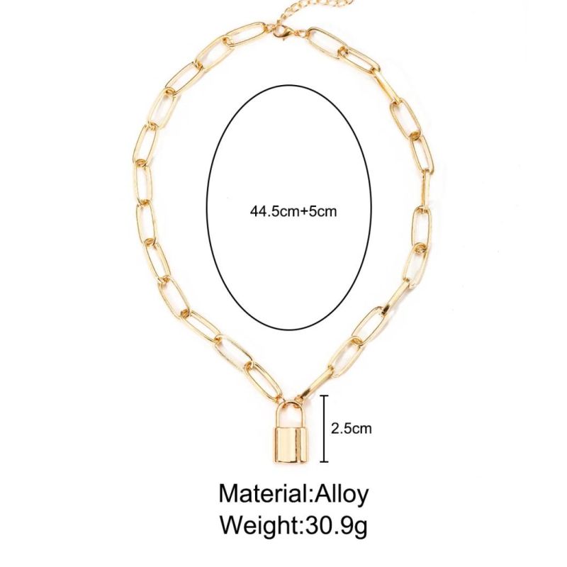 2022 Personality Fashion Cold Wind Thick Chain Lock Necklace Punk Exaggerated Tide Clavicle Necklace