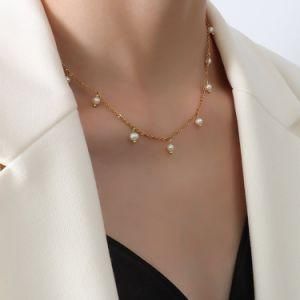 Fashion Women Jewelry Stainless Steel Pearl Necklace