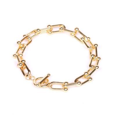 Factory Sale 2021 New Products Toggle Clasps Copper Gold Chain Bracelet