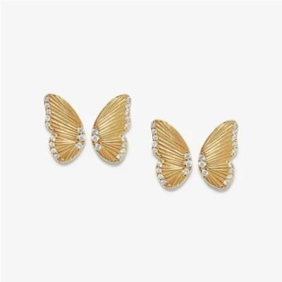 Unique Texture Wing Design Earrings Plated 18K Gold for Women Girls Fashion Jewelry and Accessories