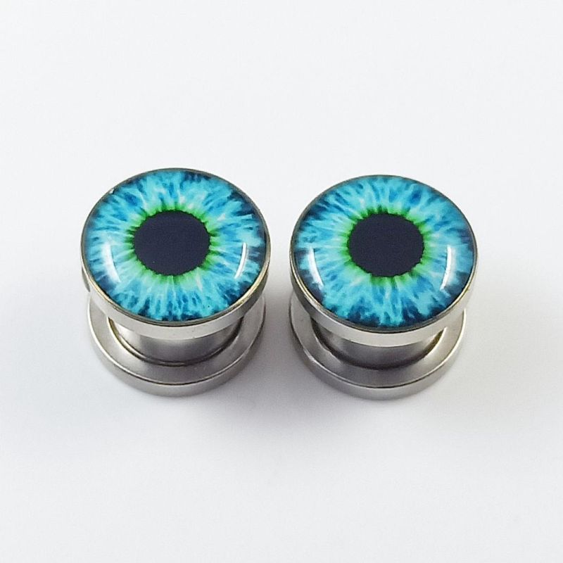 Stainless Steel Jewelry Black Eyeball Eyes Ear Expander Piercing Ear Plug Body Piercing Jewelry Spg2734