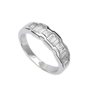 Jewelry Women&prime;s 925 Silver Filled Diamonique Baguette White Sapphire Ring