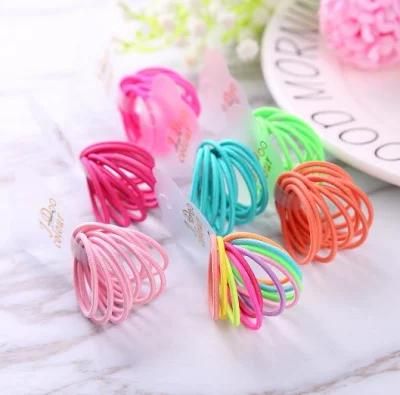 Multi Color Girls Hair Accessories 2mm Rubber Ponytail Hair Ties Elastic Rope Ring Loops Hair Bands