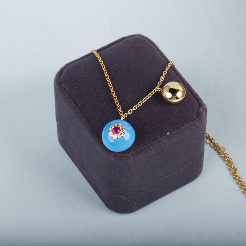 Wholesale Factory Enamel Gold Flower CZ Necklace Fashion Jewelry Necklace