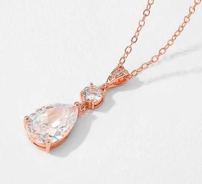 Wedding CZ Jewelry Set, Bridal CZ Necklace and Earring, Pearl Jewelry, Gift Jewelry, Bridesmaid Necklace Jewelry, Rose Gold CZ Necklac Jewelry