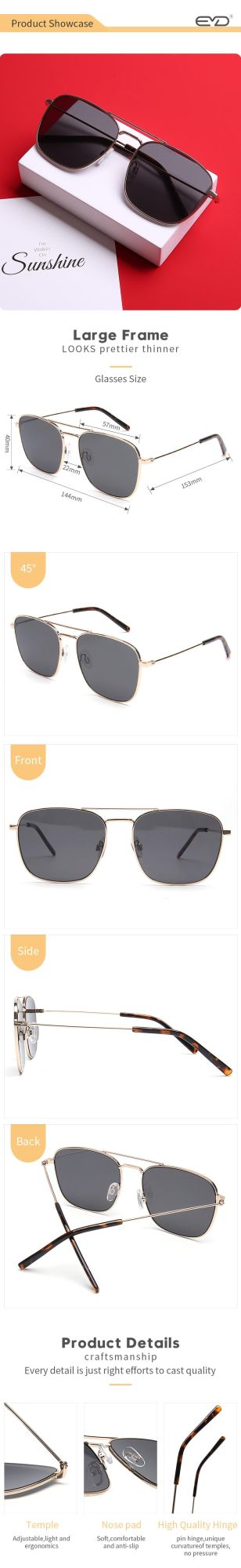 Metal Sunglasses Black Lens Unisex Retro Adult Use Eyewear Classic Sun Glasses Wholesale