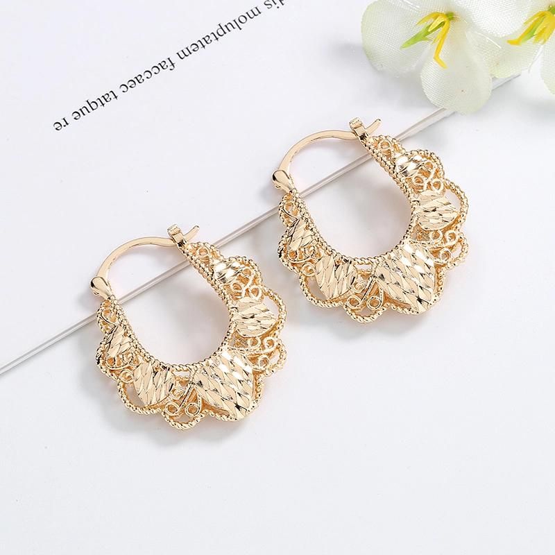 Wholesale Copper Jewelry Diamond Oro Laminado Women Fashion Hoop Earring