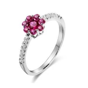 Flower Ruby Stone 925 Sterling Silver Jewelry Ring