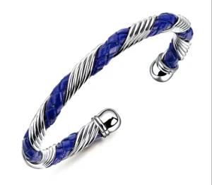 Creative Personalized Cuff Bracelets Different Colors Leather Stainless Steel Bracelets&Bangles for Women Men for Wholesale
