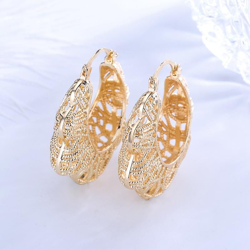 Fashion Simple Round Earrings Women 18K Gold Color Hoop Earrings