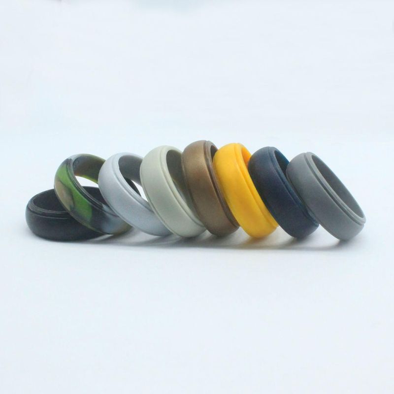 Step Edge Rubber Wedding Band Men Silicone Ring
