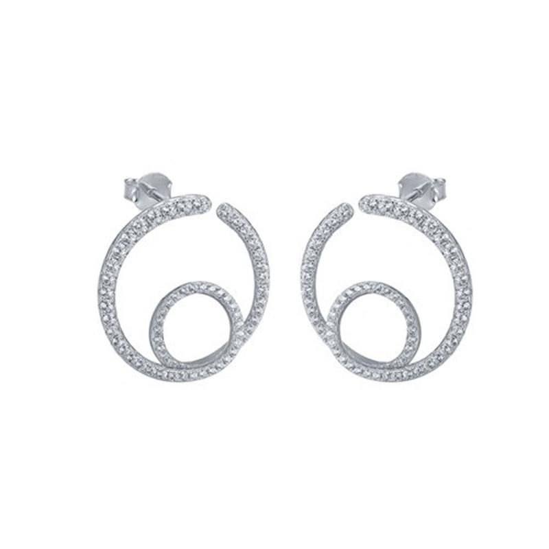 925 Silver or Brass Round Earring with Rhodium Plating