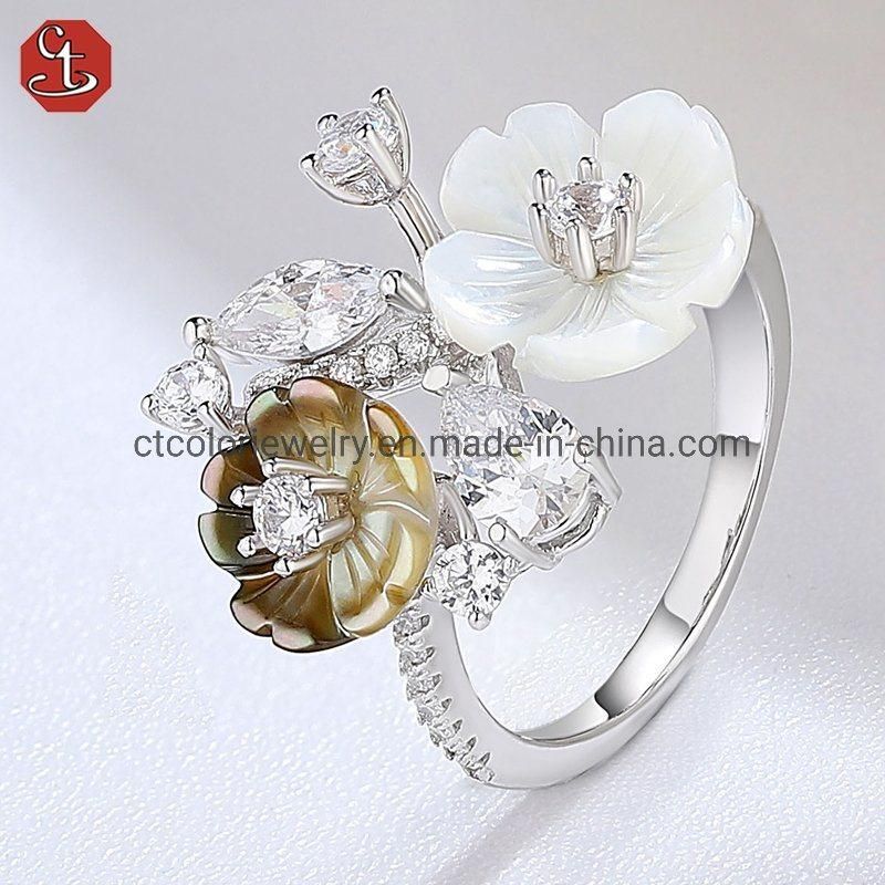 New Jewelry White cz,Pink and White MOP Flower Rose plated Earrings