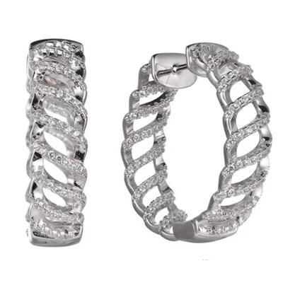 925 Silver Hollow Button Rope Fashion Hoop Earring for Christmas Promotion