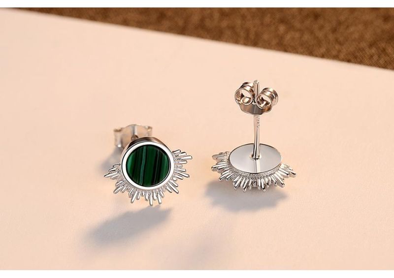 Fashion Jewelry Silver Earring Stud with Turquoise Cubic Zircon