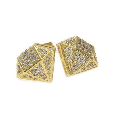Wholesale Gold Plated Zircon CZ Diamond Shape Stud Earrings for Women