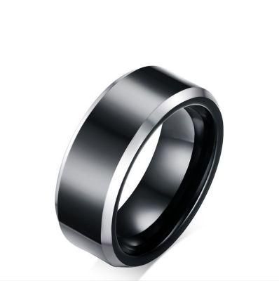European and American Foreign Trade Jewelry 8mm Black Tungsten Gold Ring Men&prime; S Ring Scratch Tungsten Steel Ring