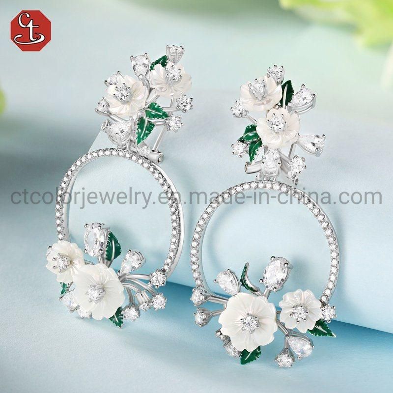 New Fashion jewelry elegant 925 sterling silver MOP flower Ring