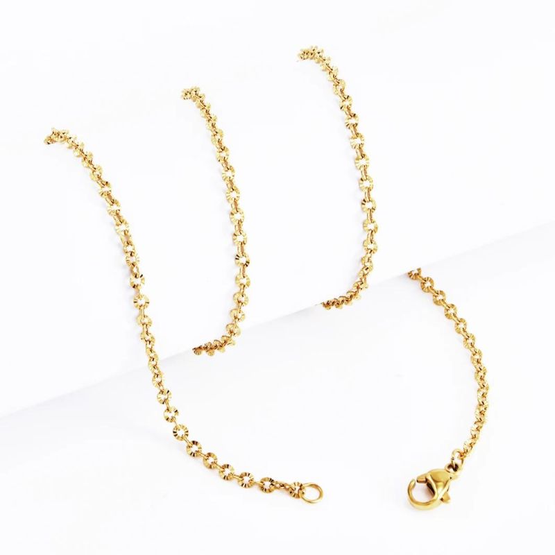 Fashion Gift Jewellery Set Stainless Steel Necklace Cable Chain with Flower Embossed for Jewelry Craft Design DIY