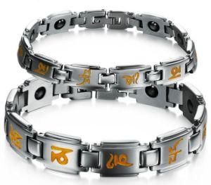 Religion Tibetan Buddhist Six Words Mantra Gold Silver Stainless Steel Bracelets Men Magnetic Bracelet for Lovers