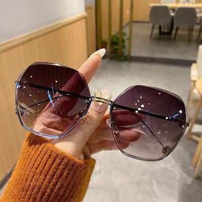 Trendy Sunglasses Frameless Cut Edge Gradient Color Sunglasses Female Polygon Personalized Glasses