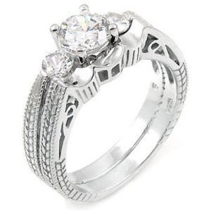 Sparkling Cubic Zirconia 925 Sterling Silver Wedding Ring