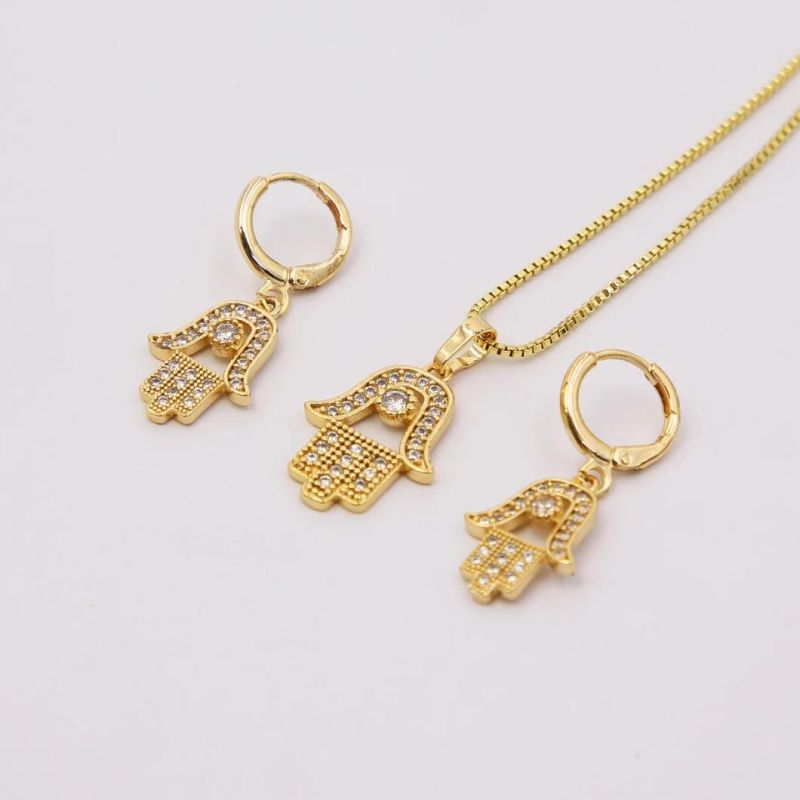 New Design Lady Cubic Zirconia 18K Gold Plated Jewelry Set