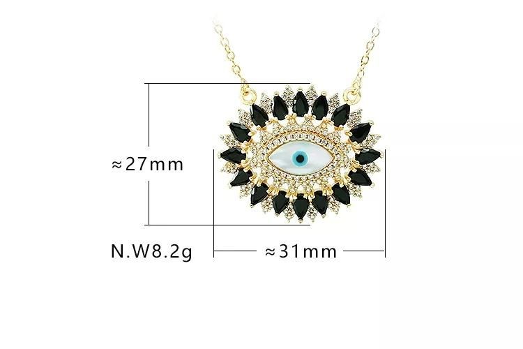 Fashion Zircon Pendant Shell Blue Evil Eyes Necklace