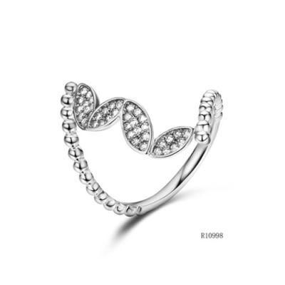 Hot Sale Leaf Silver with Fancy CZ Ring for Women
