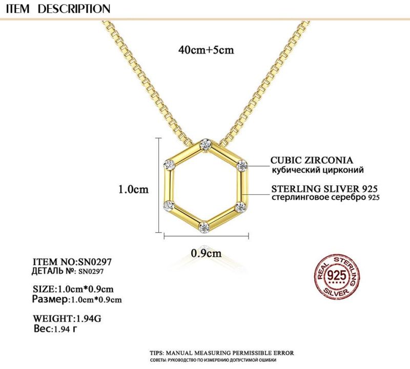 Jewelry Set Sterling Sliver 925 Fashion Hexagon Necklace