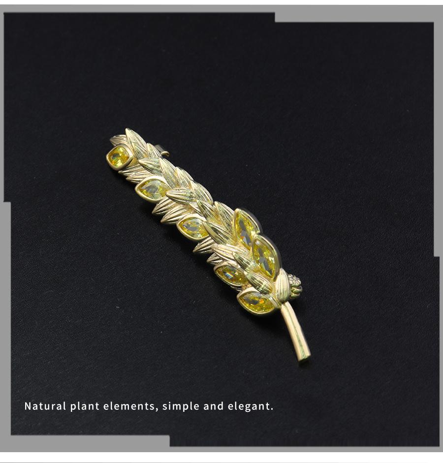 Diamond Studded Wheat Ear Pin Dress with Fashionable Three-Dimensional Pattern Brooch