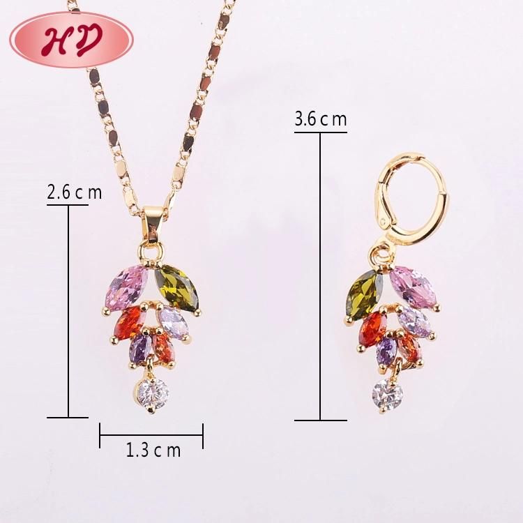 Fashion Wedding Alloy Silver Gold Plated Necklace Ring Earring Jewelry Set with Crystal CZ Pearl