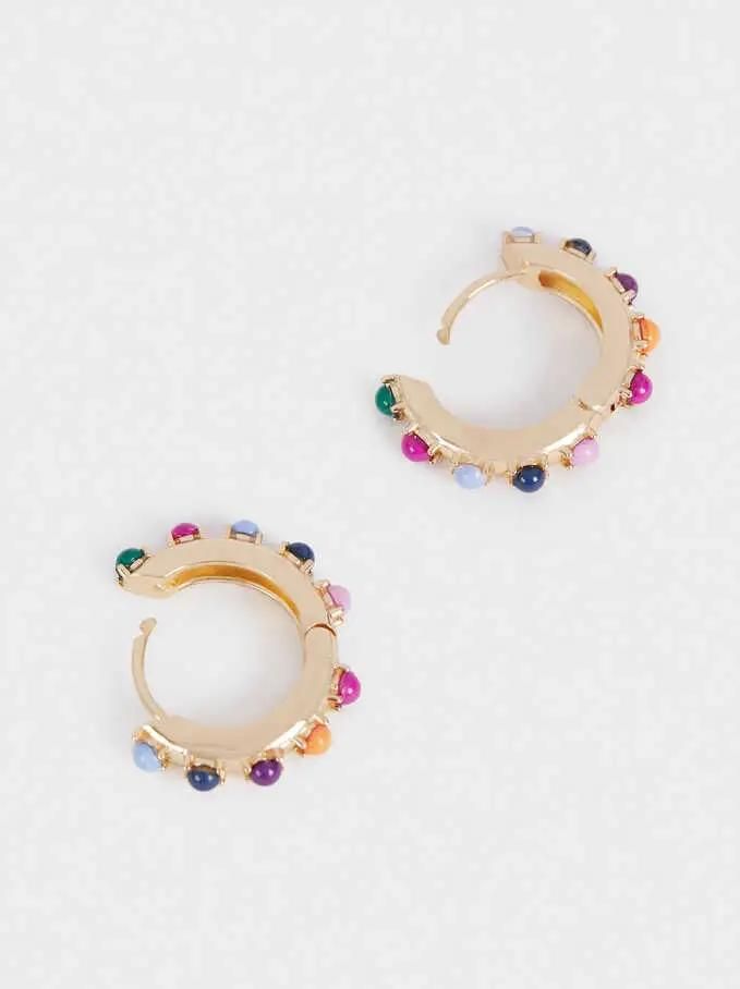 Fashion Women Jewelry Colorful Acrylic Beaded Hoop Earrings