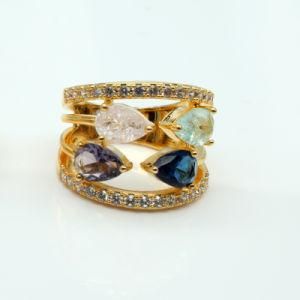 Multiple Color Stone #Silver Rings #Brass Rings with 18K Gold Plated