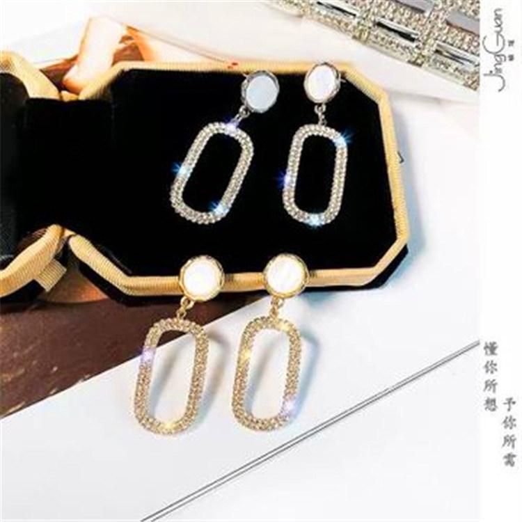 Luxury Jewelry Long Silver Needle Lady Dangle Stud Earring