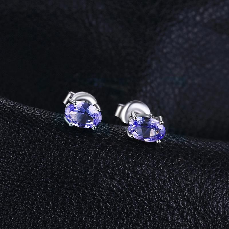 Fine Jewellery Gemstone Amethyst Simple Stud Earring 925 Sterling Silver Jewelry