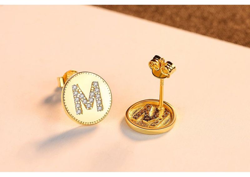 Hot-Selling S925 Sterling Silver Earrings Jewelry M Words Silver Studs