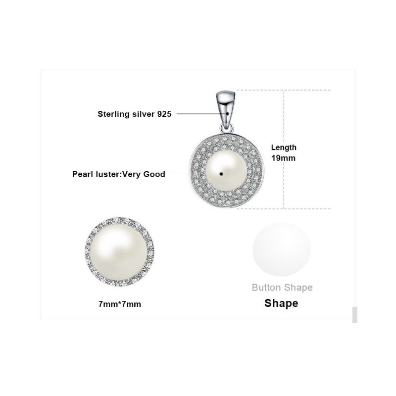 Freshwater Cultured White Pearl Halo Pendant Luxury Jewelry 925 Sterling Silver Jewelry