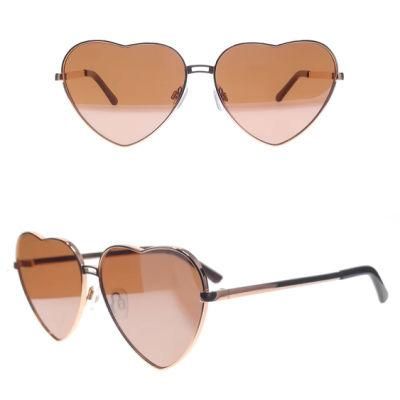 Heart Shape Metal Sunglasses with Special Nose Bridge
