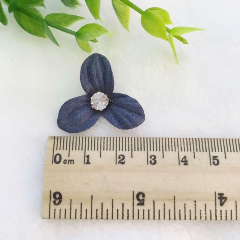 Fashion Fabric Ornament Mini Artificial Petal Flowers with Rhinestones