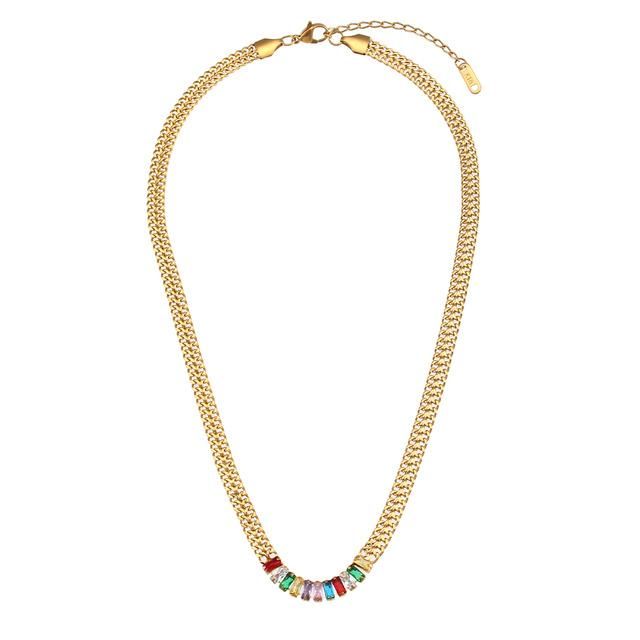 Manufacturer Custom Fashion Stainless Steel Jewelry Tarnish Free Gold Filled Jewelry 14K 18K Gold Stainless Steel Zircon Necklace Women & Man Jewellery